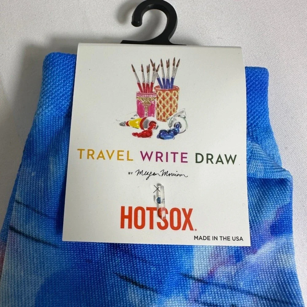 Hot Sox x Travel Write Draw St. Moritz‎ Ski Village Crew Socks Women's Sz 9-11